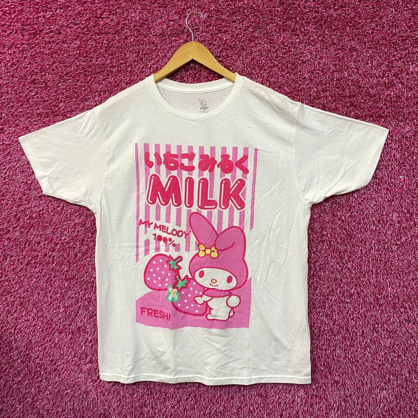 My Melody Japanese Kawaii Strawberry Milk Sanrio Tee L