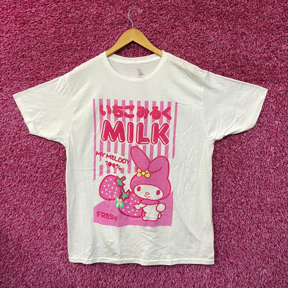 My Melody Japanese Kawaii Strawberry Milk Sanrio Tee L