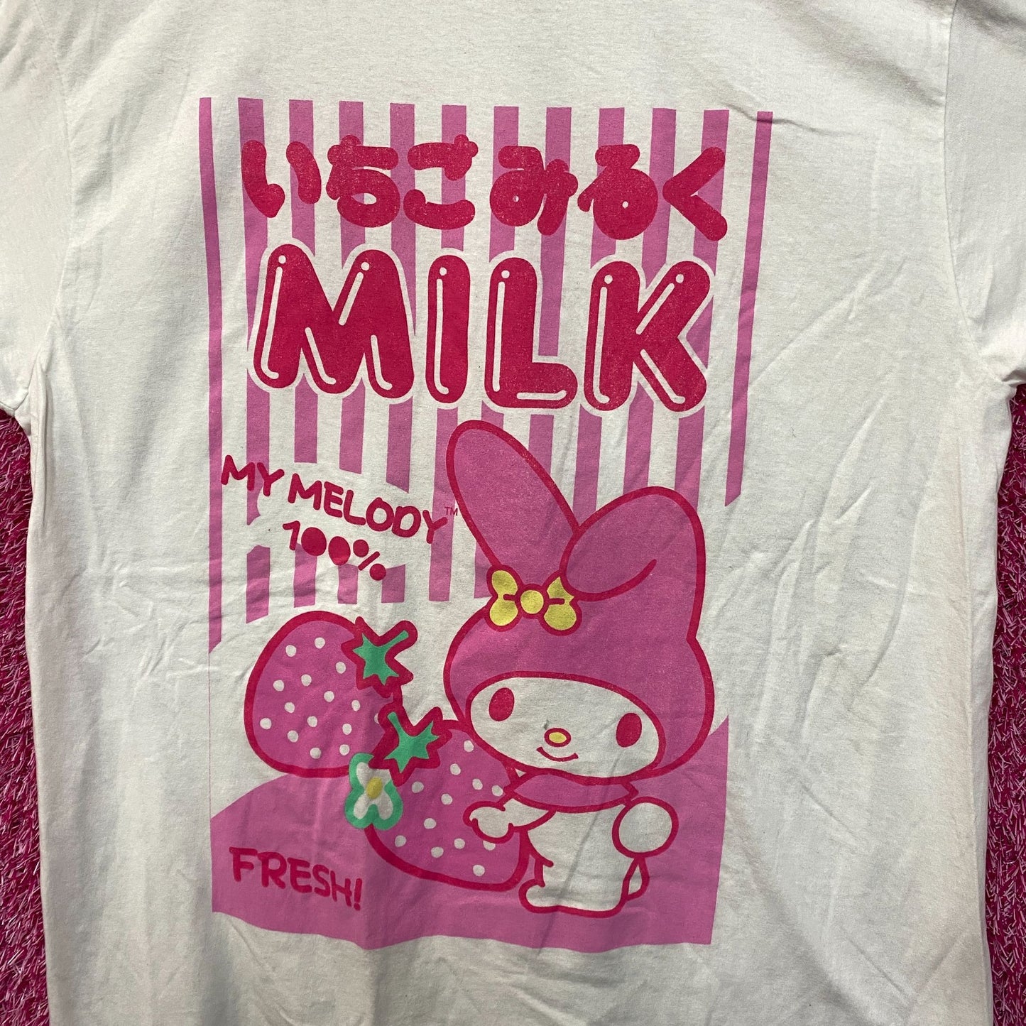 My Melody Japanese Kawaii Strawberry Milk Sanrio Tee L