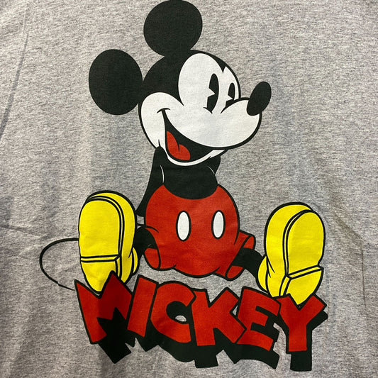Disney Mickey Mouse Sitting Graphic Print Gray T-Shirt Medium