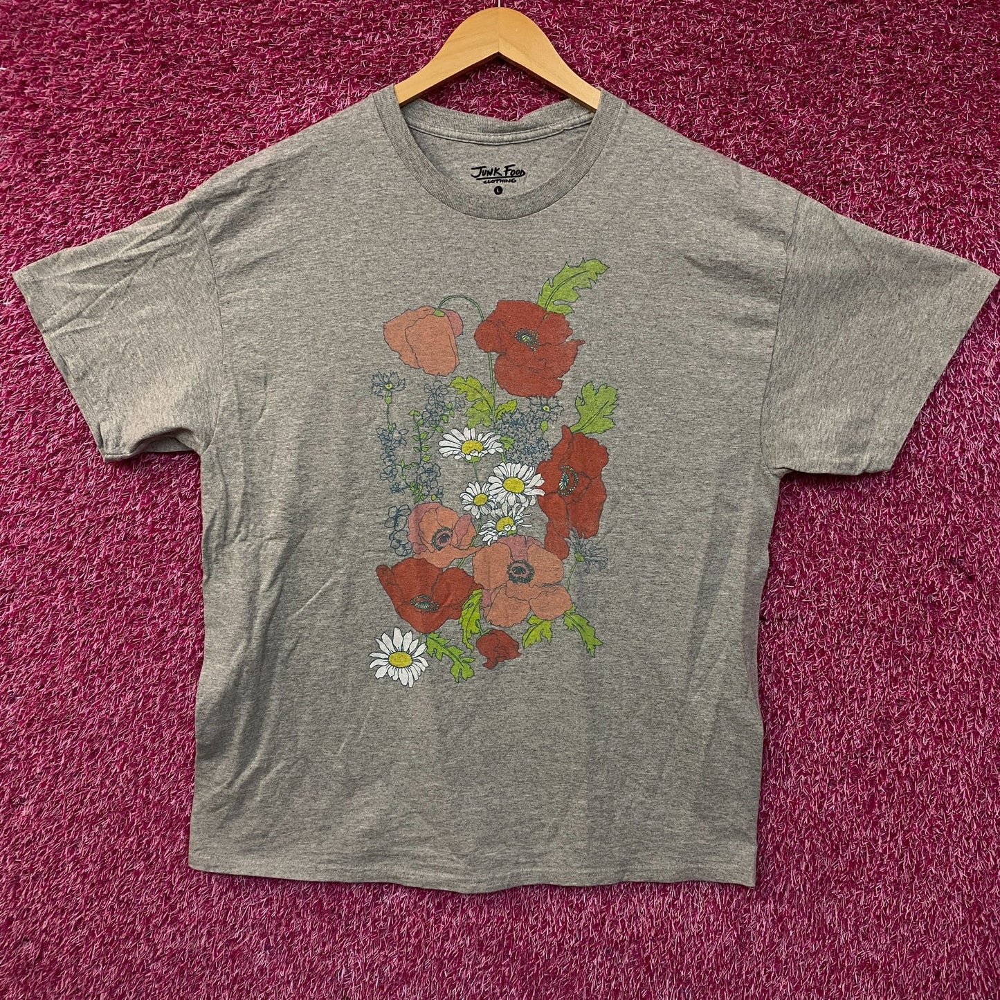 Junk Food Flowers Cotton Graphic T-Shirt Large