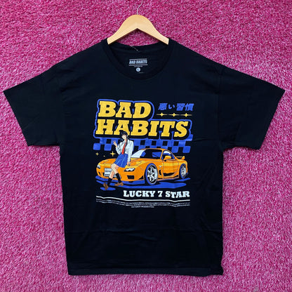 Bad Habits Mazda RX-7 FD3S Sportscar Lucky 7 Star Anime Style T-Shirt Large