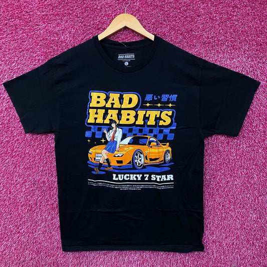 Bad Habits Mazda RX-7 FD3S Sportscar Lucky 7 Star Anime Style T-Shirt Large