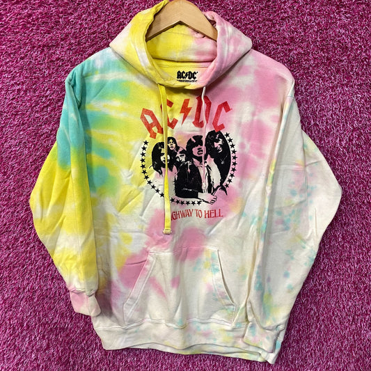 ACDC Highway to Hell Rock Band Tie-Dye Hoodie Medium