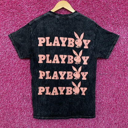 Playboy Stacked Logo Acid Wash Graphic T-Shirt Medium