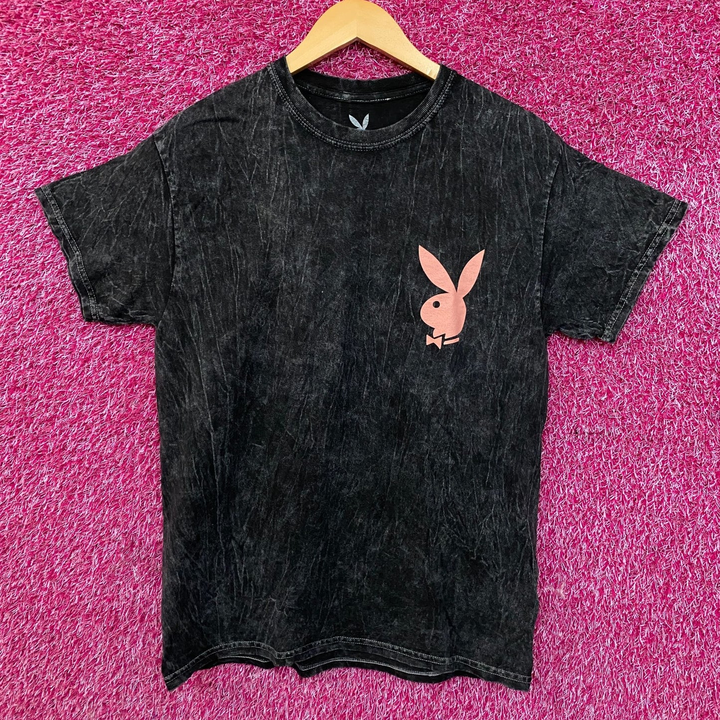 Playboy Stacked Logo Acid Wash Graphic T-Shirt Medium