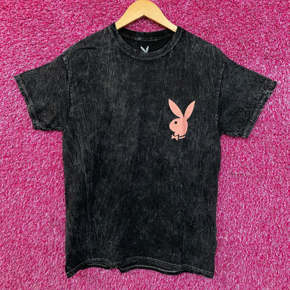 Playboy Stacked Logo Acid Wash Graphic T-Shirt Medium