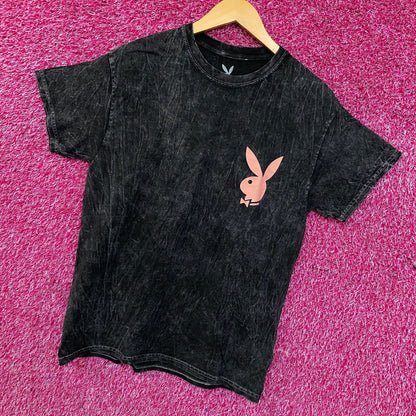 Playboy Stacked Logo Acid Wash Graphic T-Shirt Medium