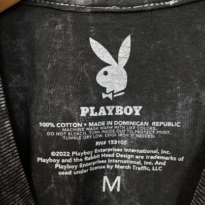 Playboy Stacked Logo Acid Wash Graphic T-Shirt Medium