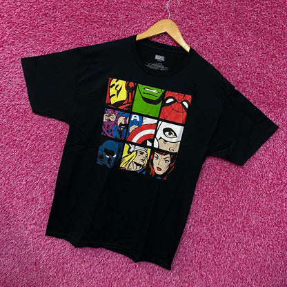 The Avengers Superhero Close-Up Tiles Marvel Comics Tee L