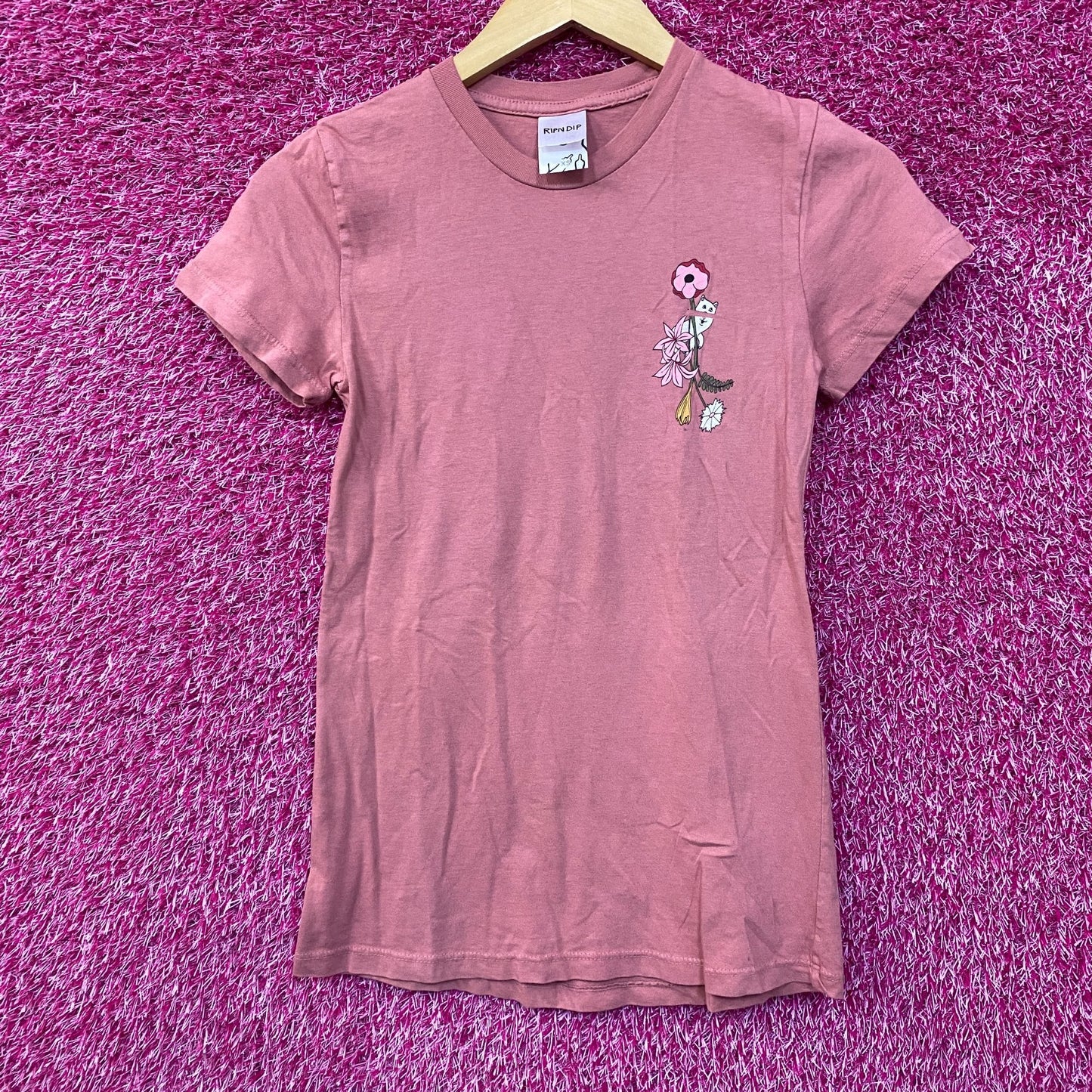 RIPNDIP Lord Nermal Floral Design T-Shirt Extra Small