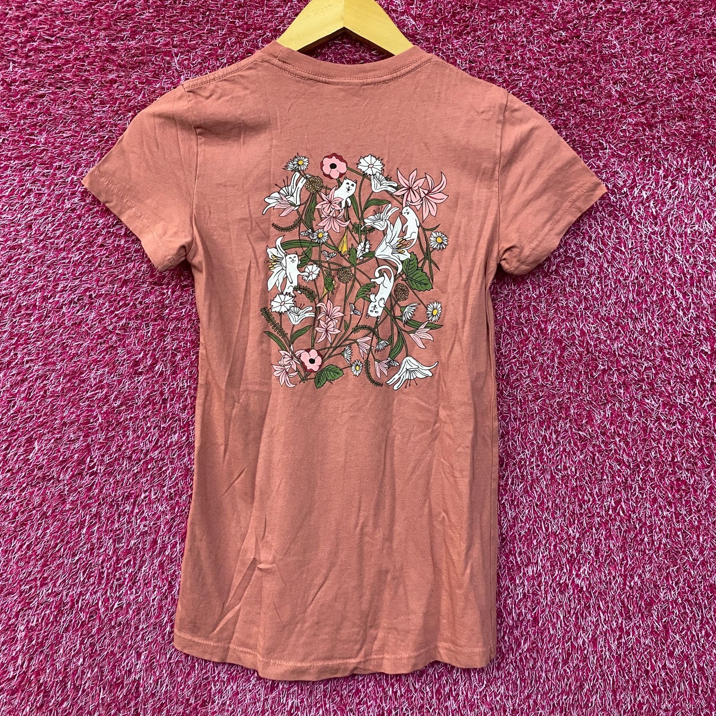 RIPNDIP Lord Nermal Floral Design T-Shirt Extra Small
