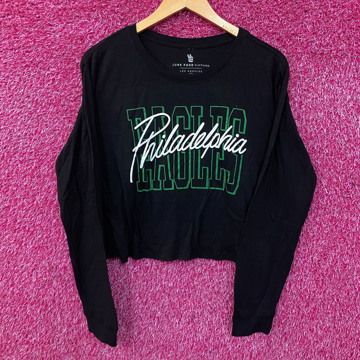Junk Food Clothing Philadelphia Eagles Timeout Long Sleeve Crop Tee Medium