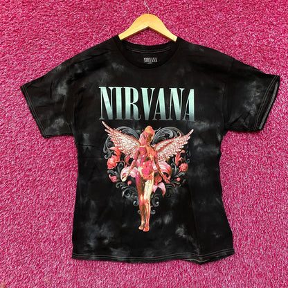 Nirvana In Utero Album Floral Heart Angel Tie Dye Tee Large