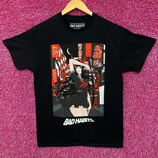 Bad Habits Samurai City Graphic T-Shirt Medium