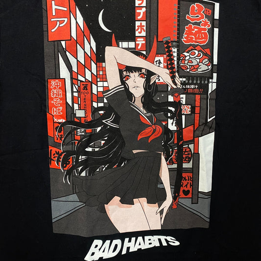 Bad Habits Samurai City Graphic T-Shirt Medium