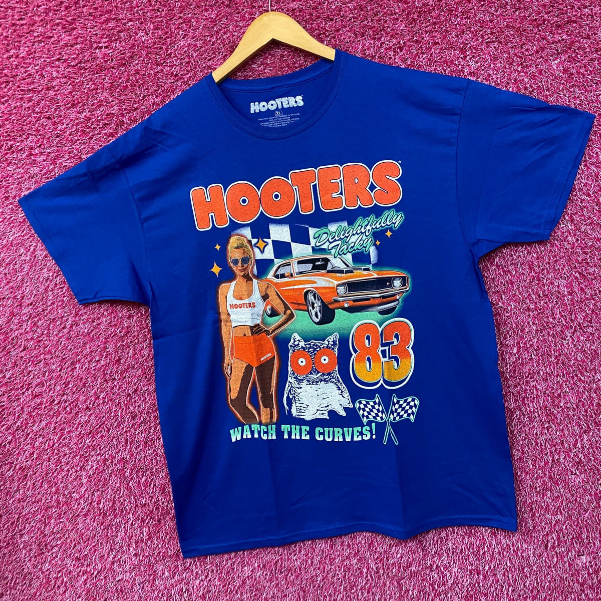 Hooters Delightfully Tacky Racing 83 Watch The Curves T-shirt XL