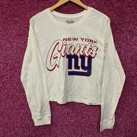 Junk Food Clothing New York Giants Touchdown Long Sleeve Crop Tee Small