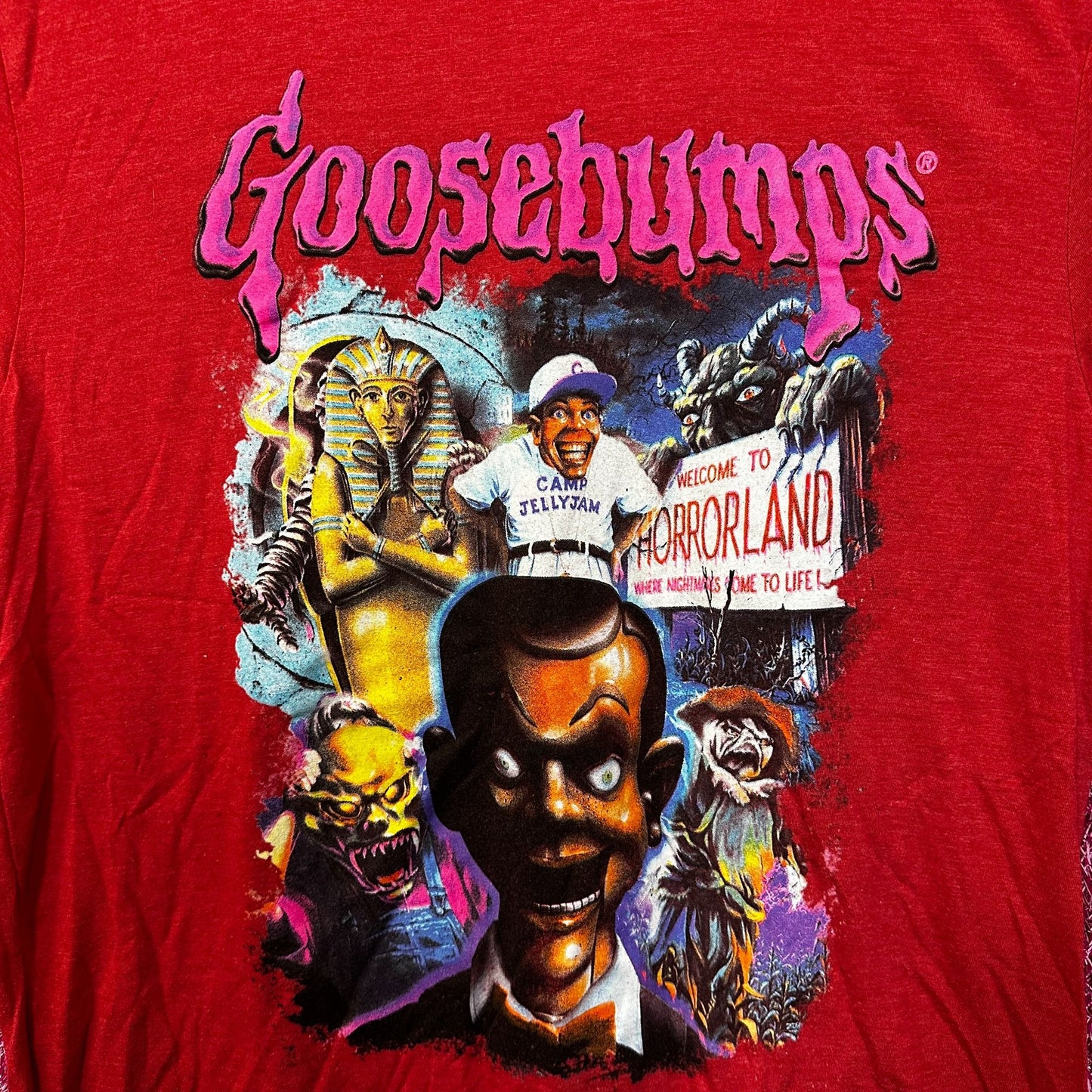 Goosebumps RL Stines Horror Series Book Cover Collage Tee L
