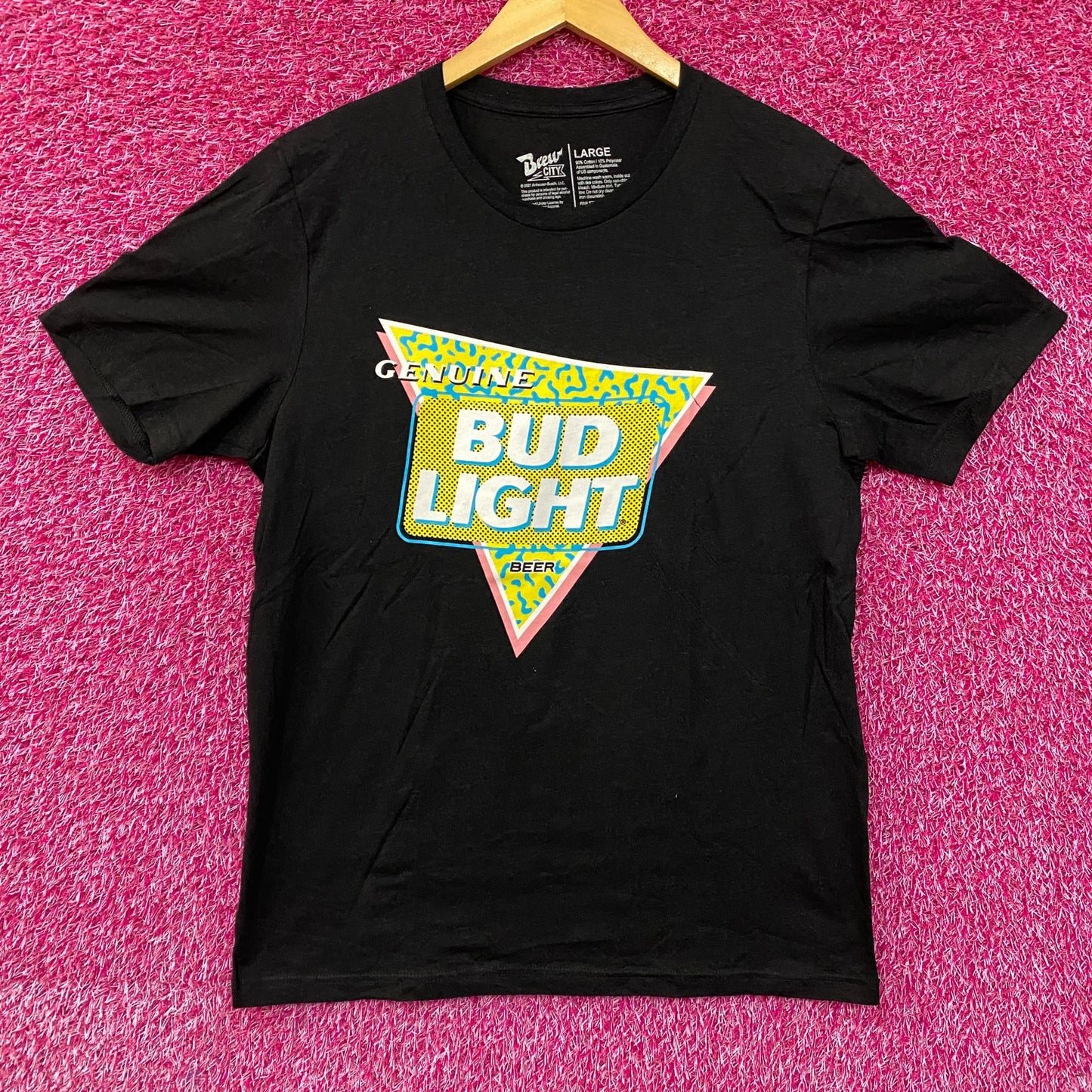 Brew City Beer Gear Genuine Bud Light Beer Retro Style T-Shirt Large