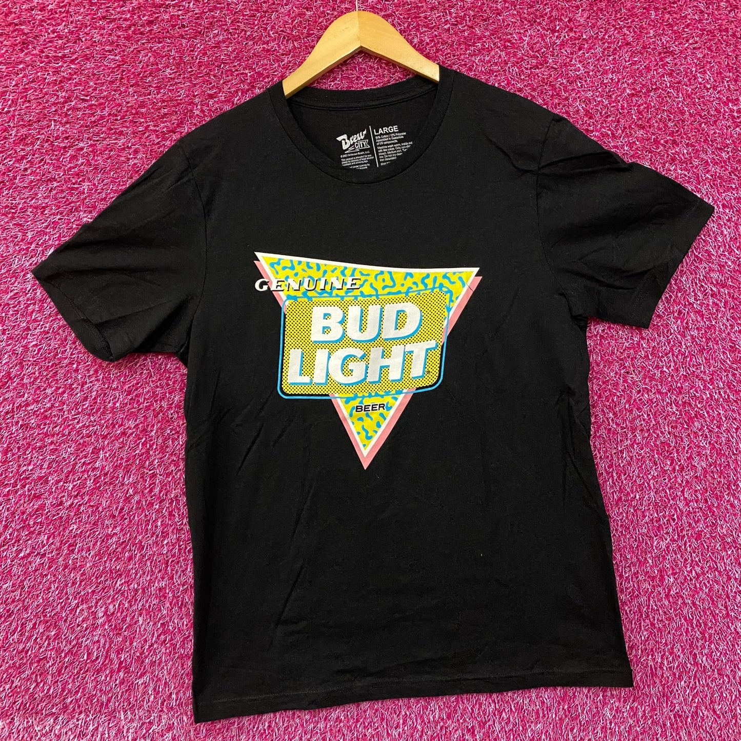 Brew City Beer Gear Genuine Bud Light Beer Retro Style T-Shirt Large