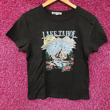 Rebellious One Lake Tahoe Ribbed Graphic Crop Top Medium