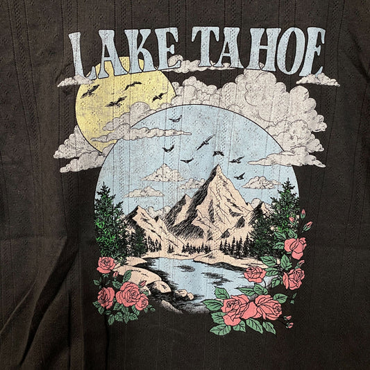 Rebellious One Lake Tahoe Ribbed Graphic Crop Top Medium