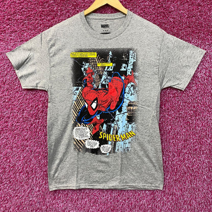Marvel Spider-Man Comic Book Style Graphic Design T-Shirt Medium