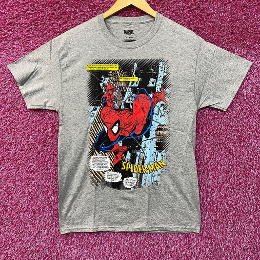 Marvel Spider-Man Comic Book Style Graphic Design T-Shirt Medium