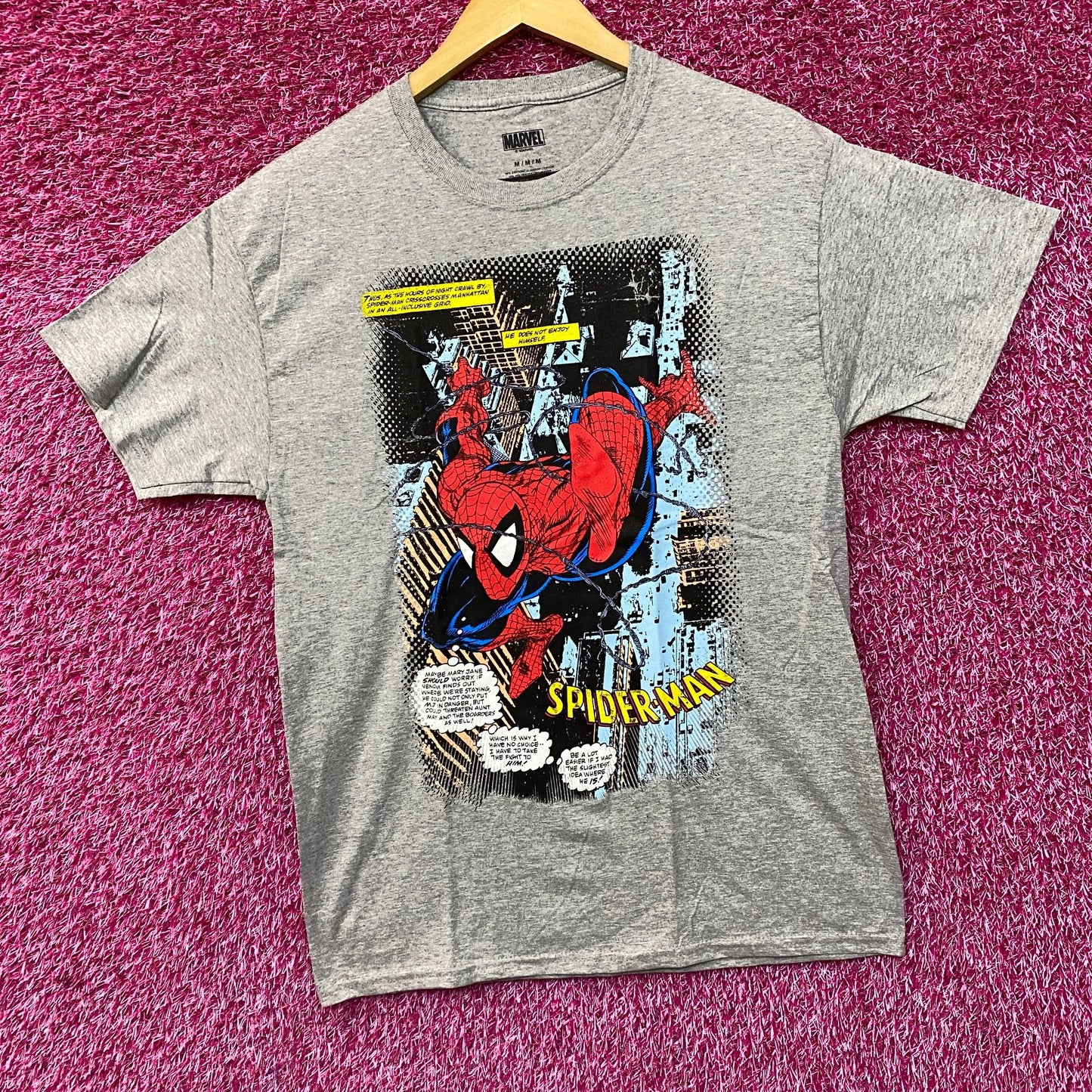 Marvel Spider-Man Comic Book Style Graphic Design T-Shirt Medium