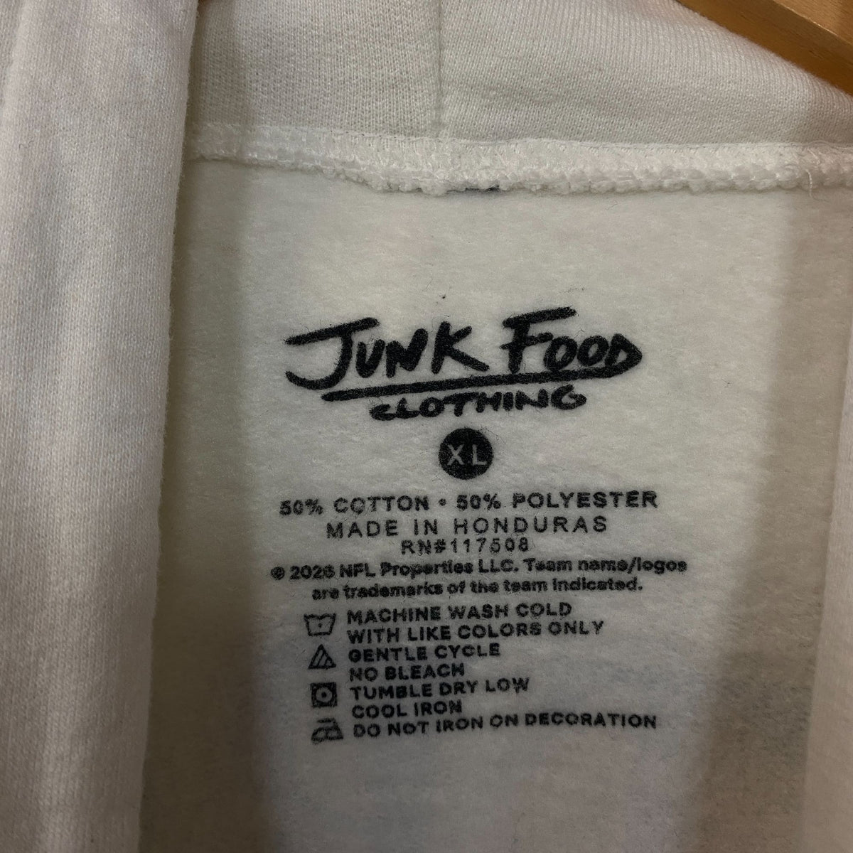 Junk Food Clothing Detroit Lions White Hoodie size XL