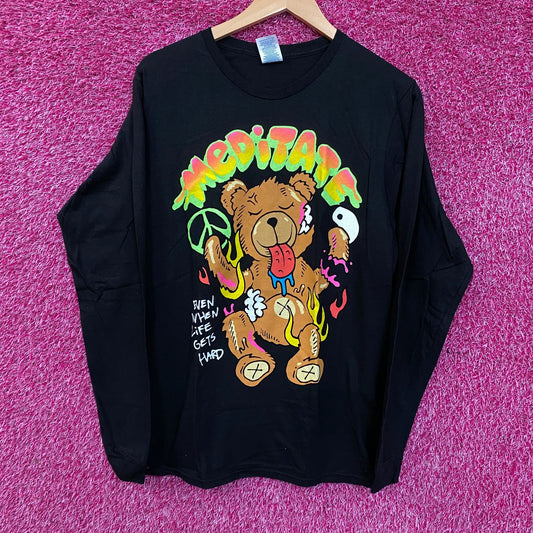 Fashion Nova Meditate Bear Long Sleeve Tee Medium