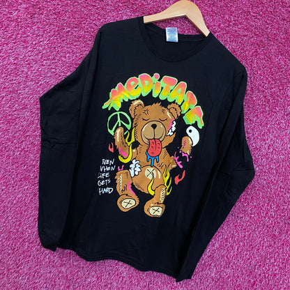 Fashion Nova Meditate Bear Long Sleeve Tee Medium