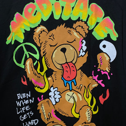 Fashion Nova Meditate Bear Long Sleeve Tee Medium