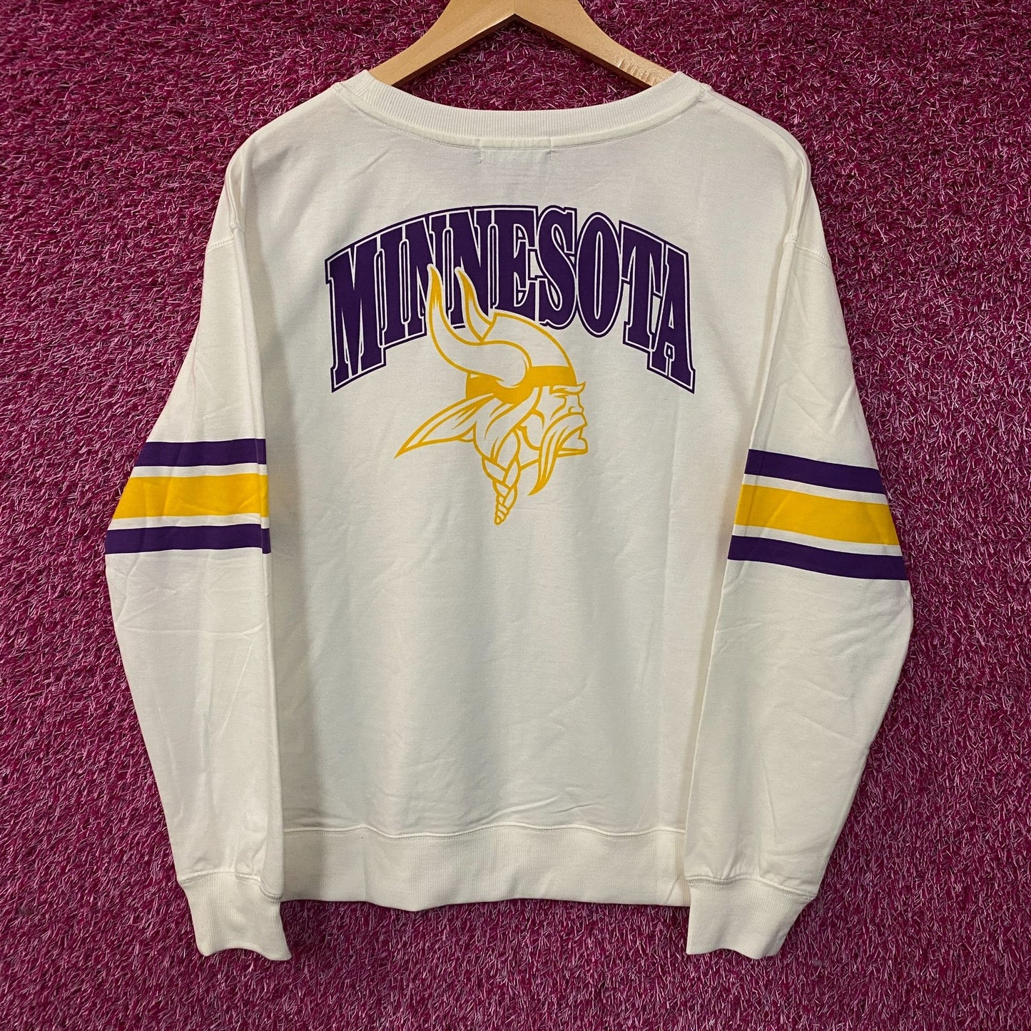 Junk Food Minnesota Vikings Stripe Pullover Women's Sweater Large