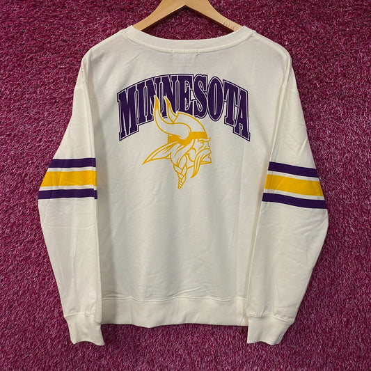 Junk Food Minnesota Vikings Stripe Pullover Women's Sweater Large