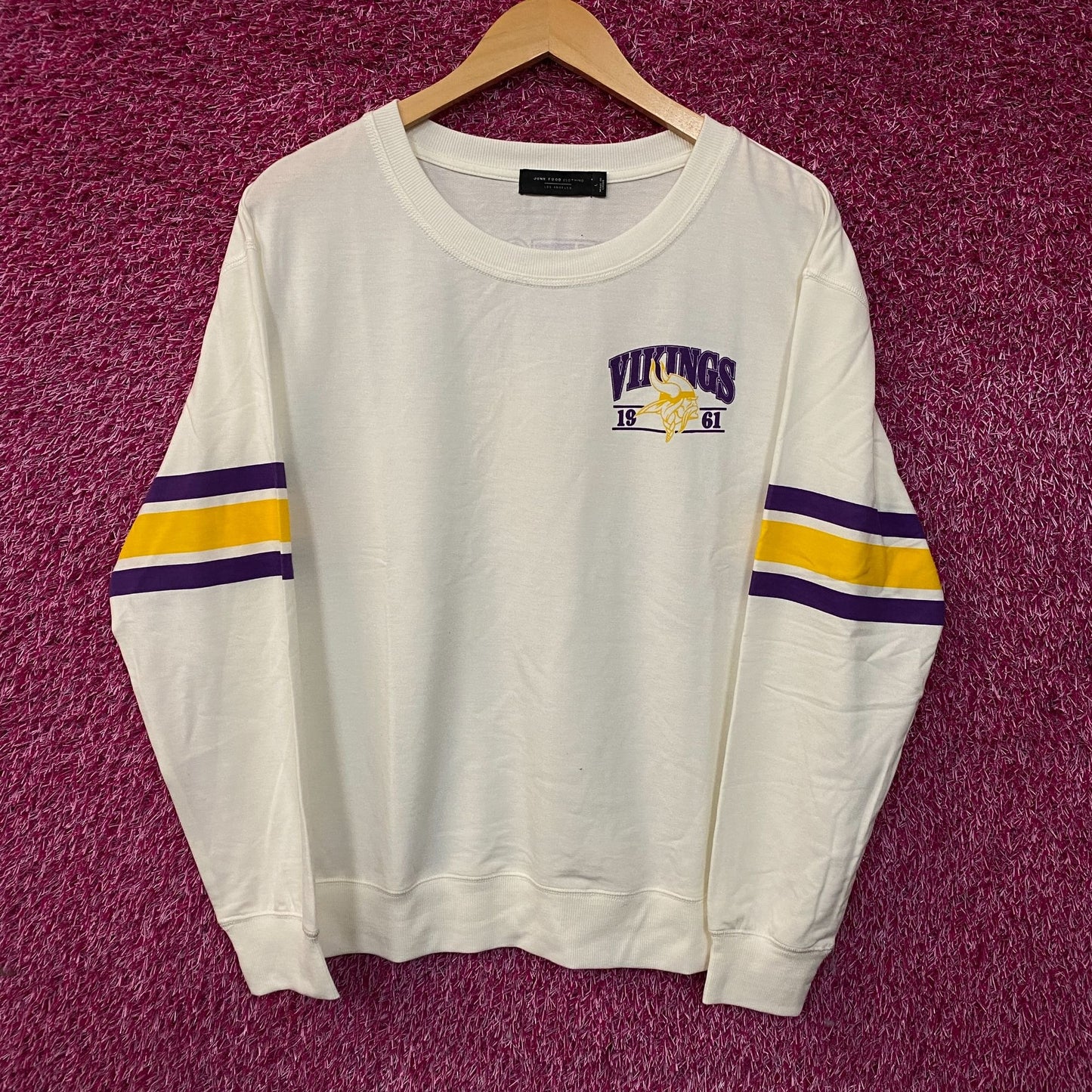 Junk Food Minnesota Vikings Stripe Pullover Women's Sweater Large