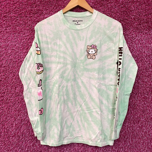 Hello Kitty Pusheen Long Sleeve Green Tie Dye Shirt Small