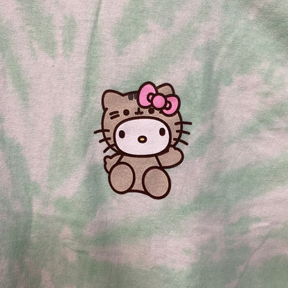 Hello Kitty Pusheen Long Sleeve Green Tie Dye Shirt Small