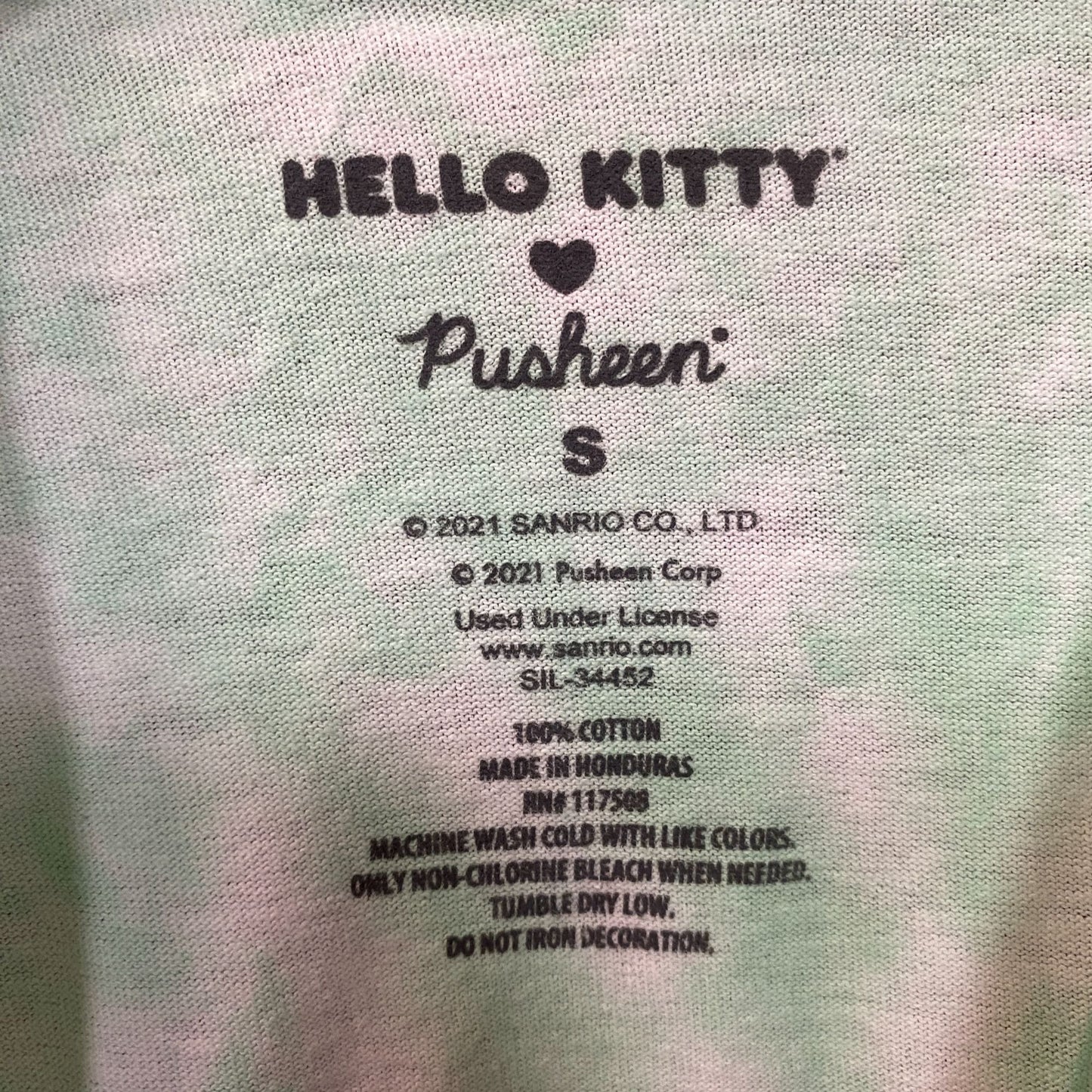 Hello Kitty Pusheen Long Sleeve Green Tie Dye Shirt Small