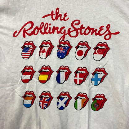 The Rolling Stones white Hot Lips around the World Logo Tee Small