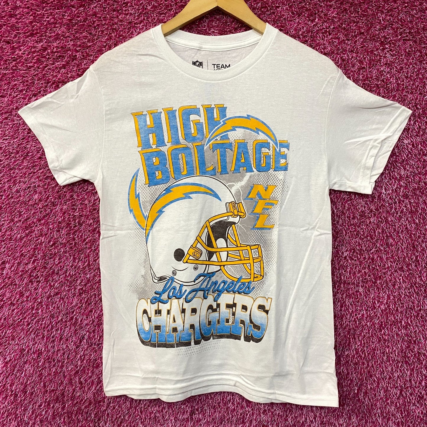 NFL Los Angeles Chargers High Voltage Retro Helmet Logo Graphic T-Shirt Small