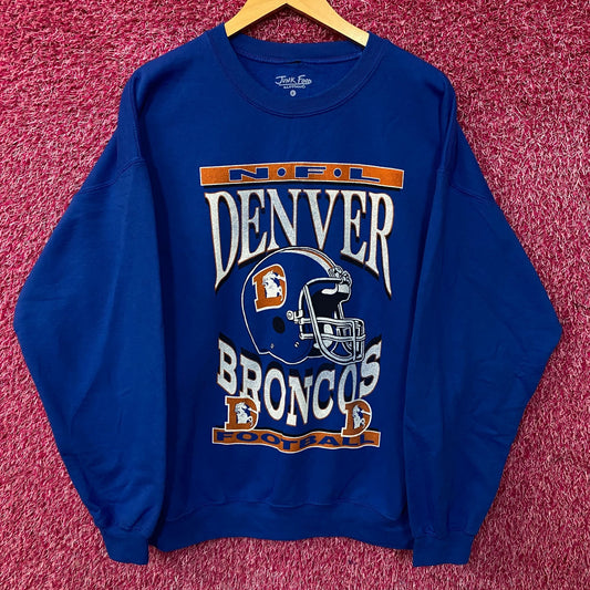 Junk Food Clothing Denver Broncos NFL Helmet Logo Flea Market Crew Fleece Large