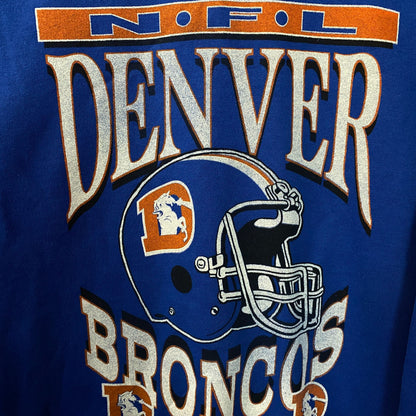 Junk Food Clothing Denver Broncos NFL Helmet Logo Flea Market Crew Fleece Large
