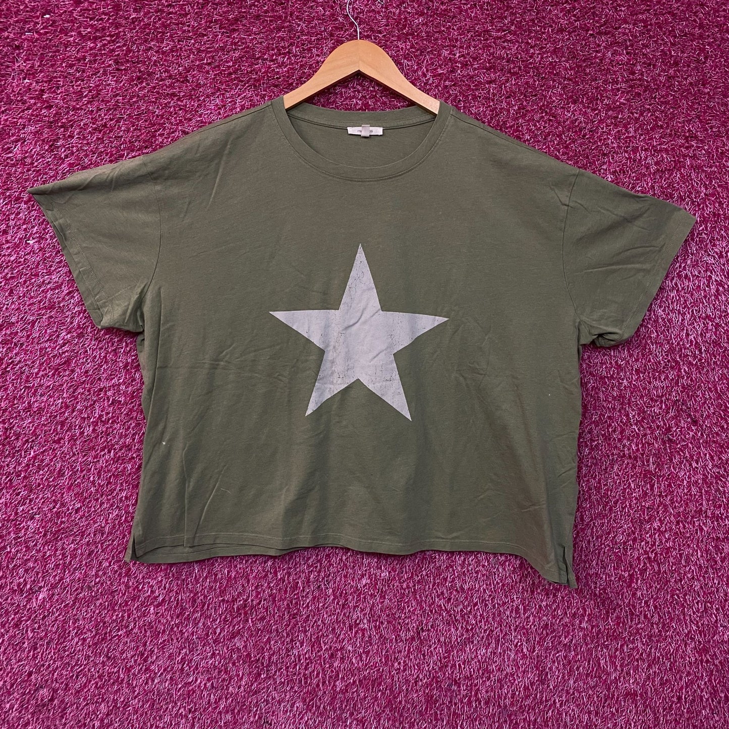 Maurices Olive Green Star Graphic Crop T-Shirt 2XL