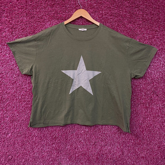 Maurices Olive Green Star Graphic Crop T-Shirt 2XL