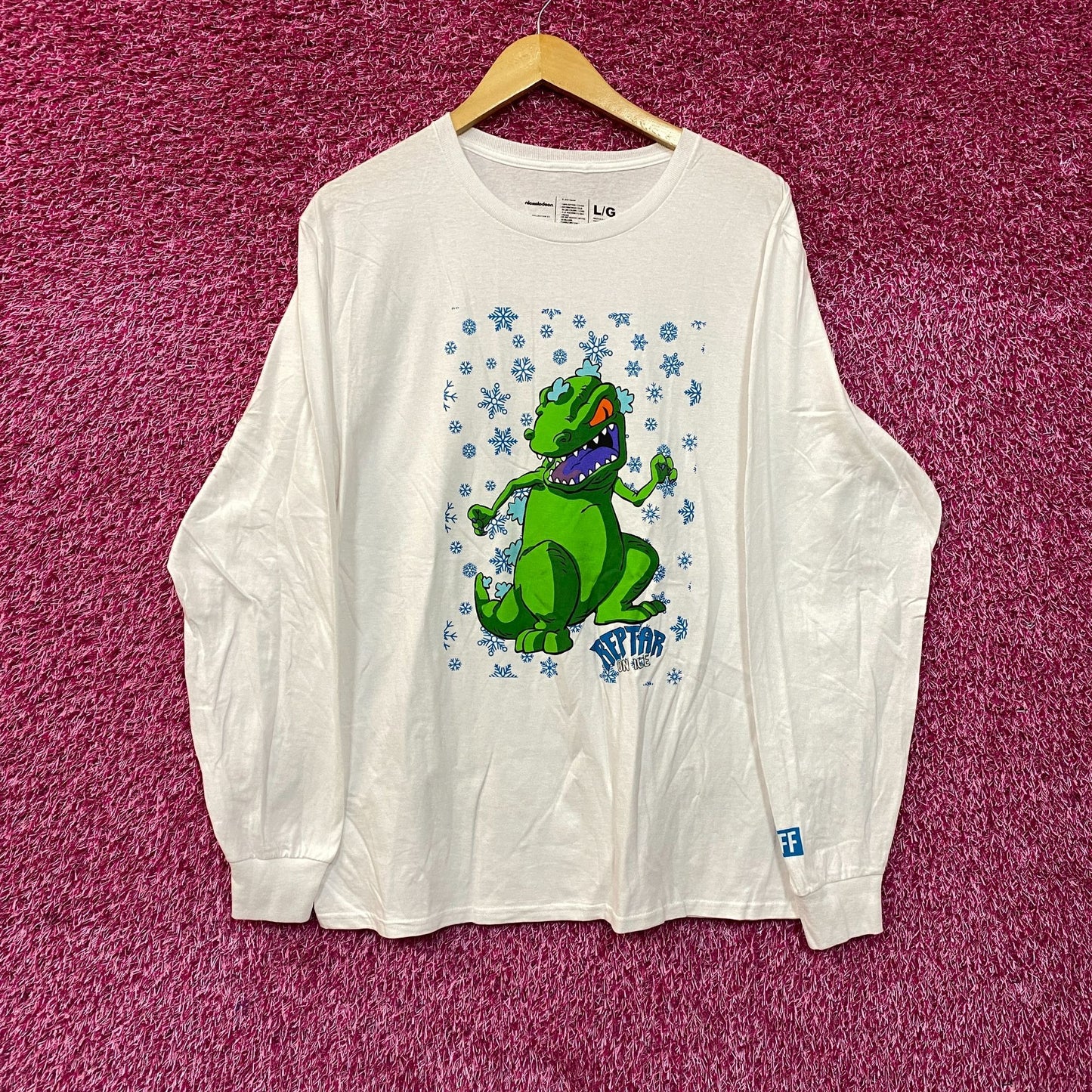 Nickelodeon Rugrats Reptar On Ice Snowflakes Long Sleeve T-Shirt Large