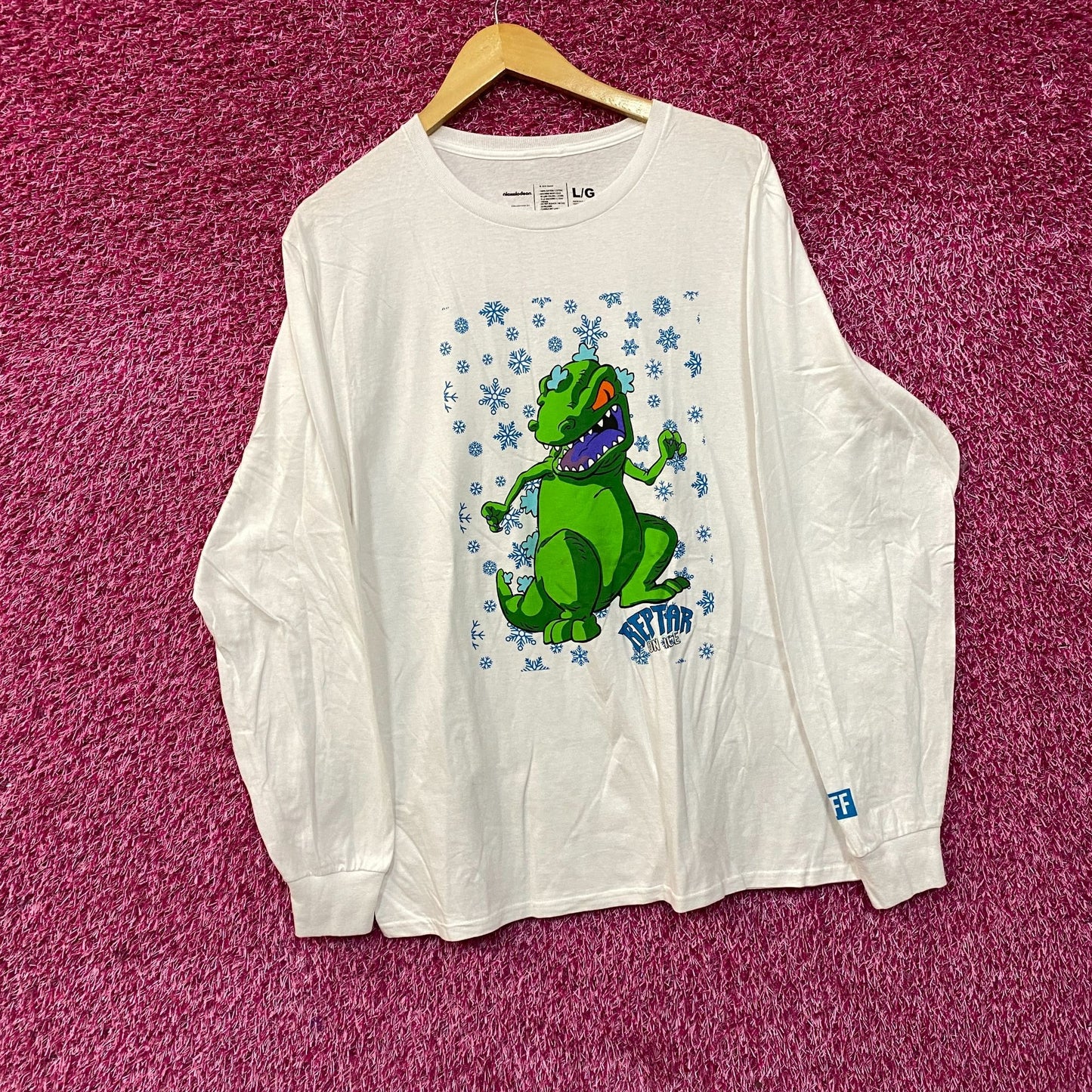 Nickelodeon Rugrats Reptar On Ice Snowflakes Long Sleeve T-Shirt Large