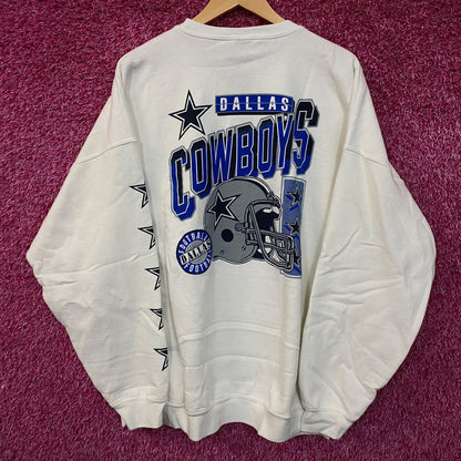 Junk Food Dallas Cowboys Star Sleeve Helmet Logo Crewneck Sweatshirt 2XL