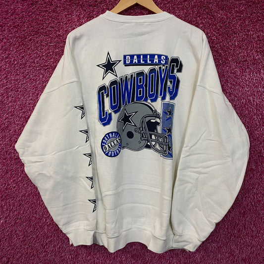 Junk Food Dallas Cowboys Star Sleeve Helmet Logo Crewneck Sweatshirt 2XL